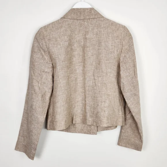 Talbots Cropped 100% Linen Blazer Neutral Flax Tan Size 12P NWT - Picture 8 of 8